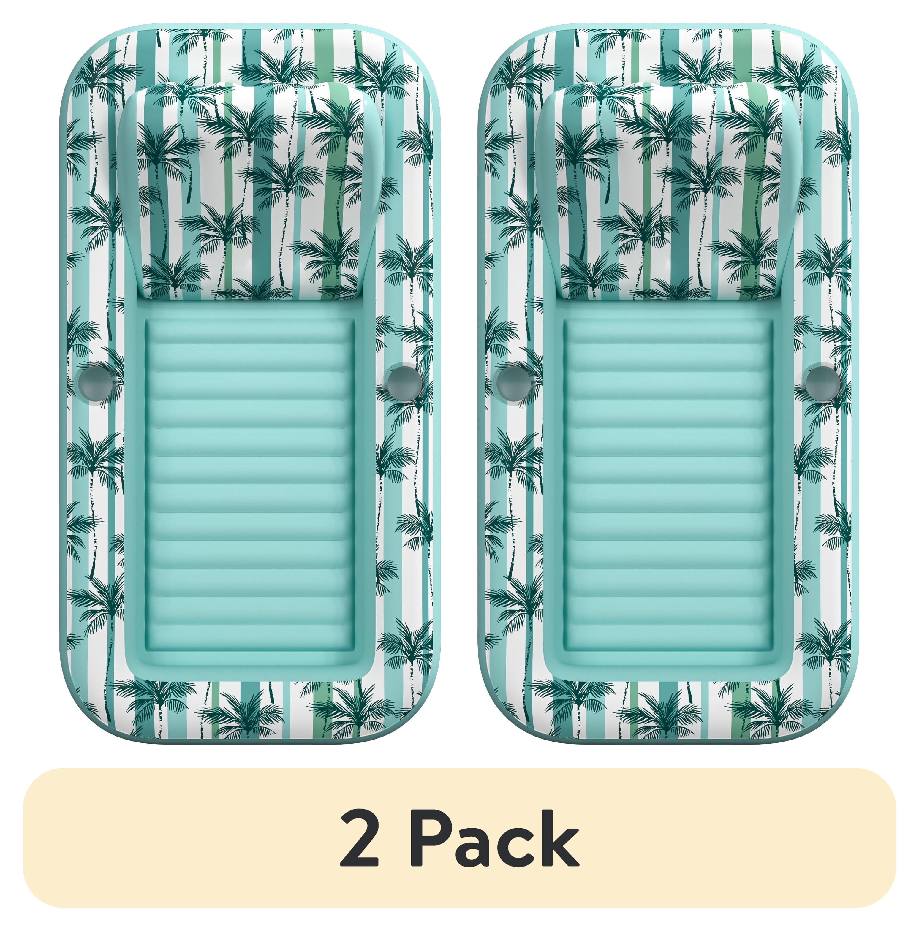 2 pack) Hobie Inflatable Palm Sun Soaking Lounger with Backrest