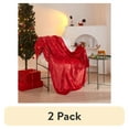 thumbnail image 1 of (2 pack) Holiday Time 50"x60" Red Candy Cane Plush Throw, All Ages, 1 of 6
