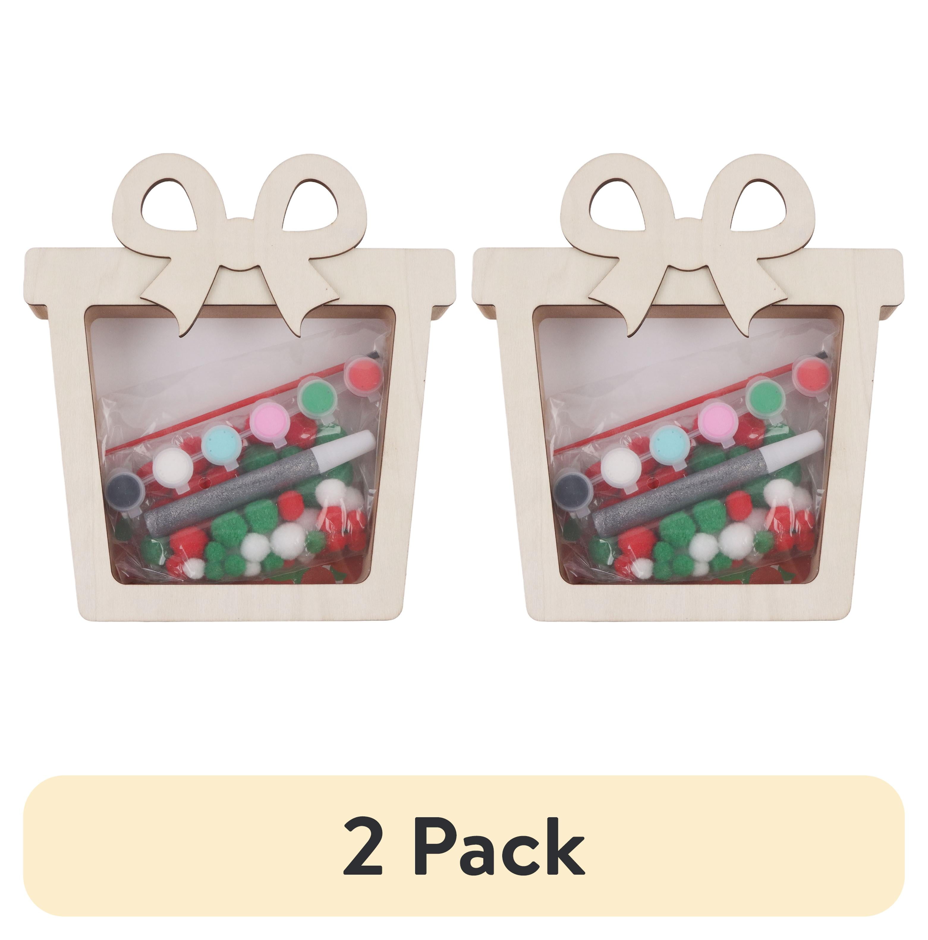 (2 pack) Holiday Time Fillable Present and Paint Kit, 8.5 x 9.17 x 1.26 Inch, Wooden Decoration, Unisex, Holiday