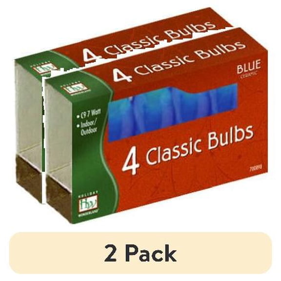 (2 pack) Holiday Wonderland 120V Blue Ceramic Light Bulbs, Replacement (4 Pack)