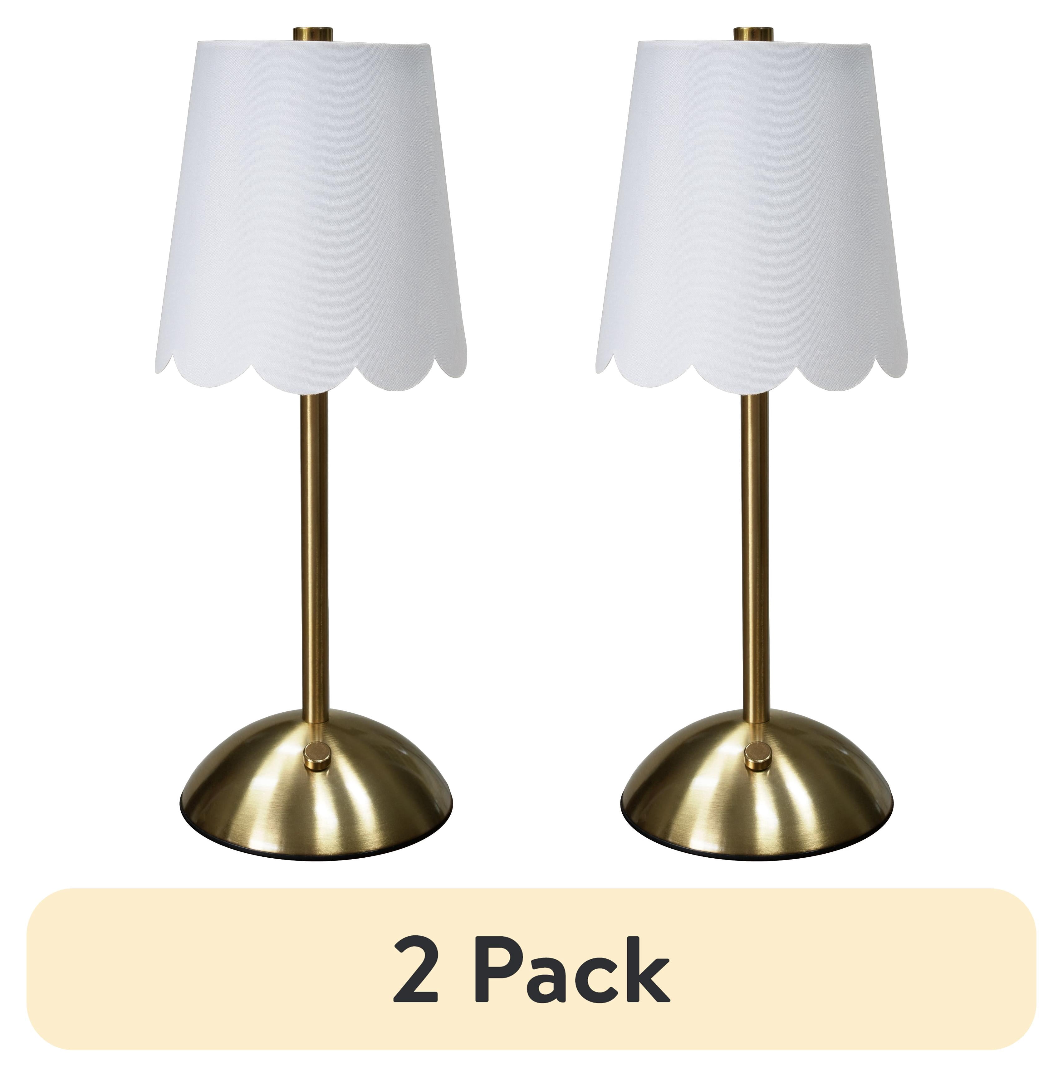 (2 pack) Home Decor Collection Sterling & Noble Home Cordless Rechargeable 11.9" Brass Table Lamp with Dimmable 3 Option Lights