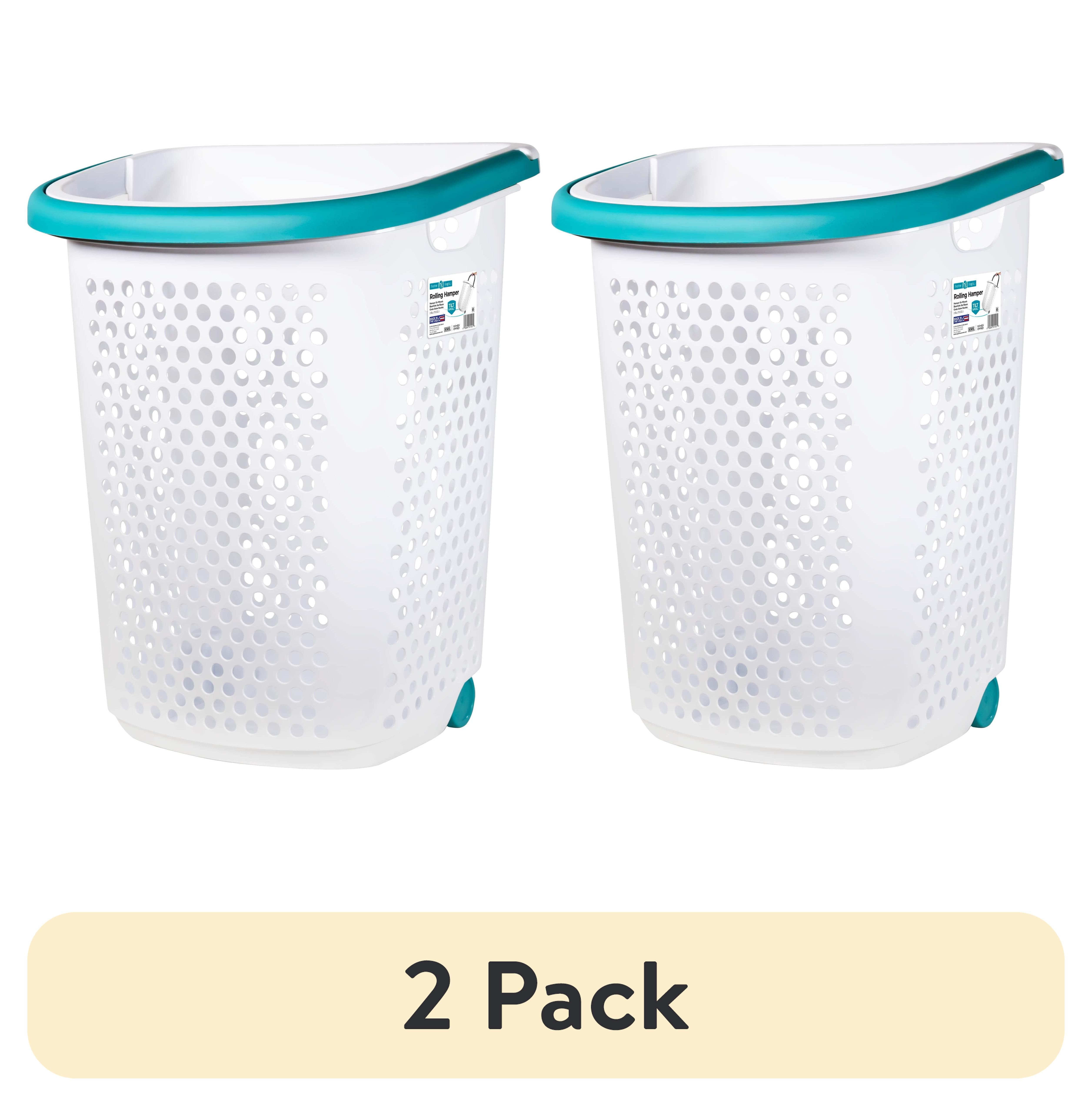2 pack) Home Logic 2 Bushel Rolling Plastic Laundry Hamper with