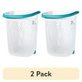thumbnail interactive-video image 1 of (2 pack) Home Logic 2 Bushel Rolling Plastic Laundry Hamper with Pop-up Handle, White, Adult, 1 of 10