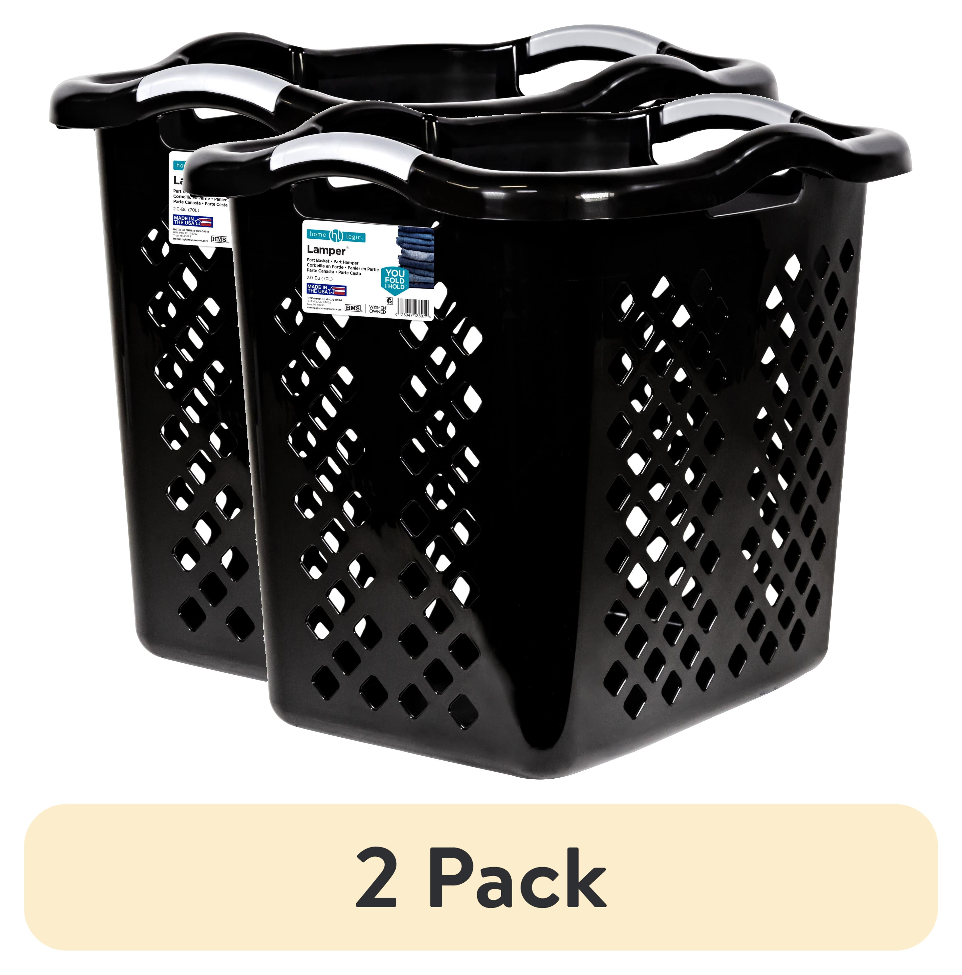 LILLEAGUE セット 2 pack) Home Logic 2 Bushel Plastic Lamper Laundry Basket, Black
