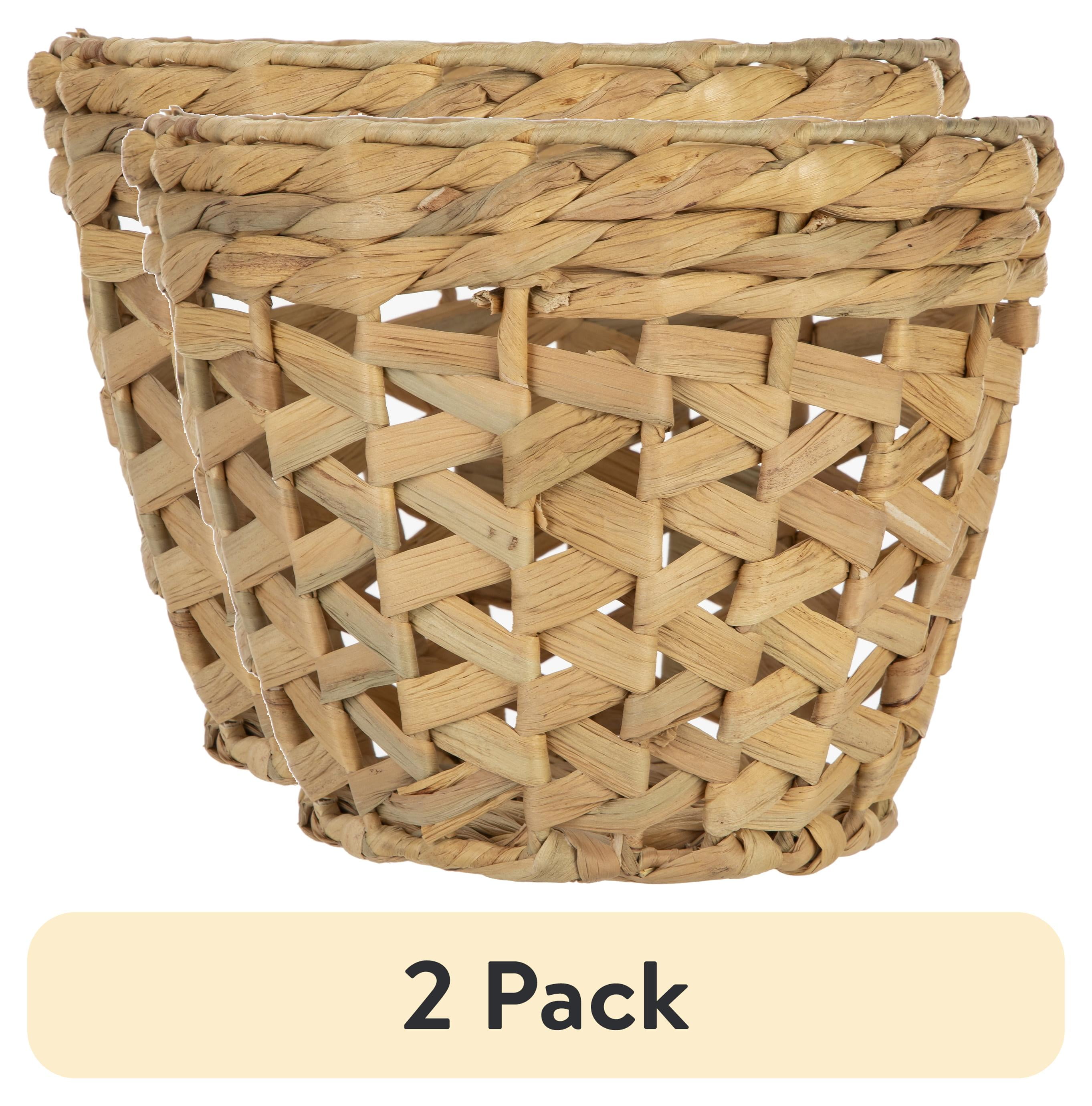 (2 pack) Homezone 7" Open-Weave Tapered Natural Water Hyacinth Basket