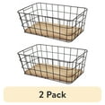 thumbnail image 1 of (2 pack) BHG Black Handcrafted Wire Basket with Wood Board Base, 1 of 13