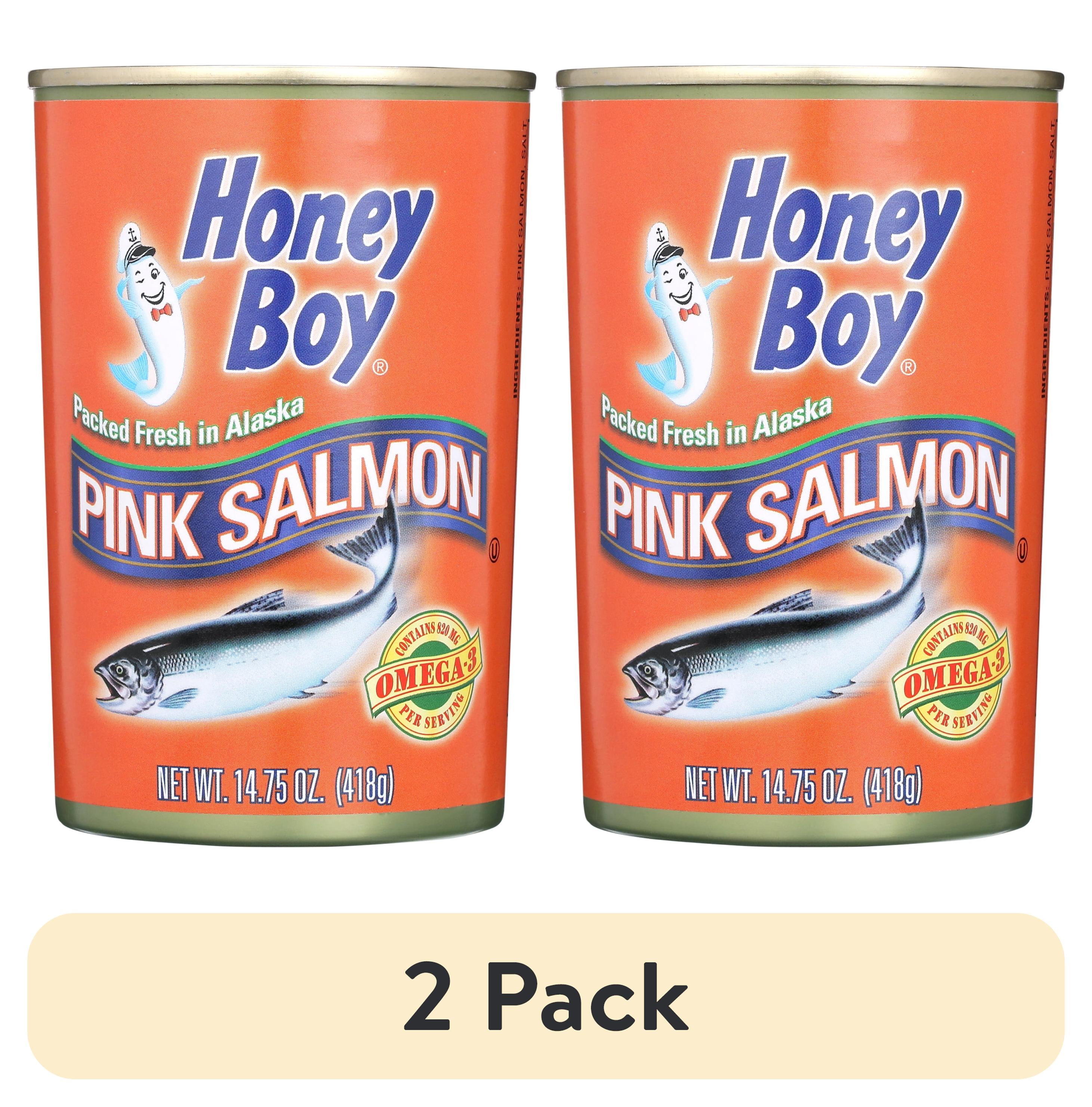 (2 pack) Honey Boy Pink Salmon 14.75 oz - Natural Source of Omega-3, Freshly Packed in Alaska