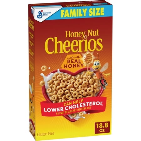 (2 pack) Honey Nut Cheerios, Heart Healthy Gluten Free Cereal, Family Size, 18.8 oz