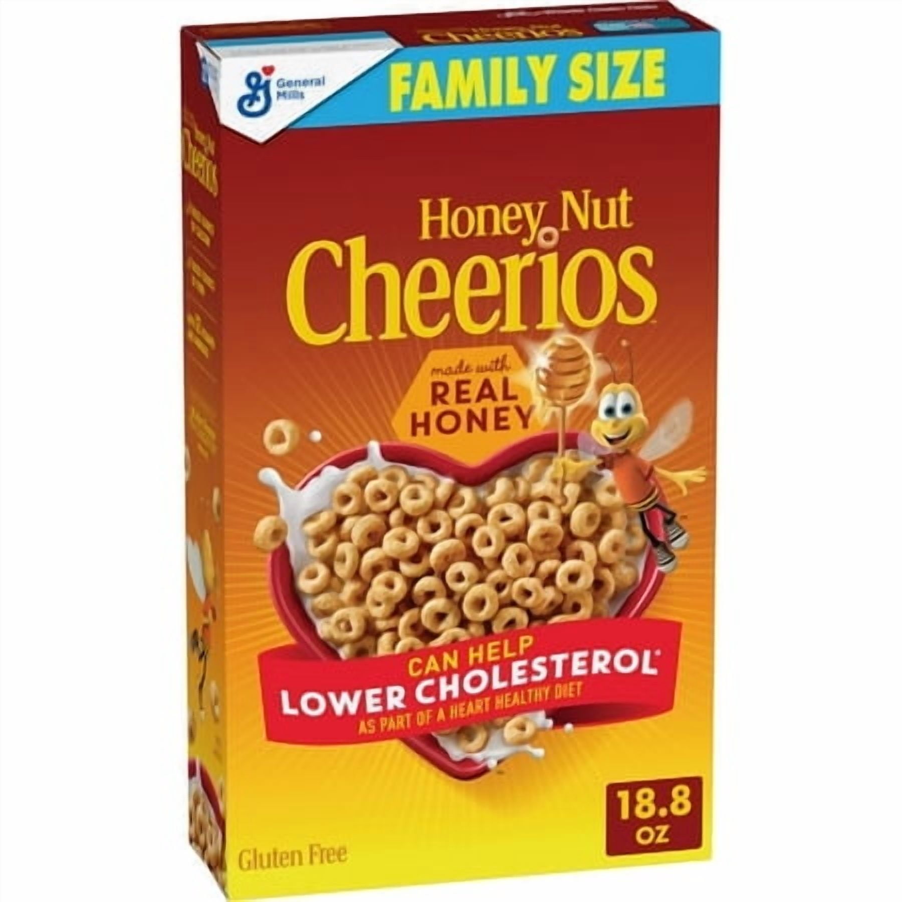 (2 pack) Honey Nut Cheerios, Heart Healthy Gluten Free Breakfast Cereal, Family Size, 18.8 oz