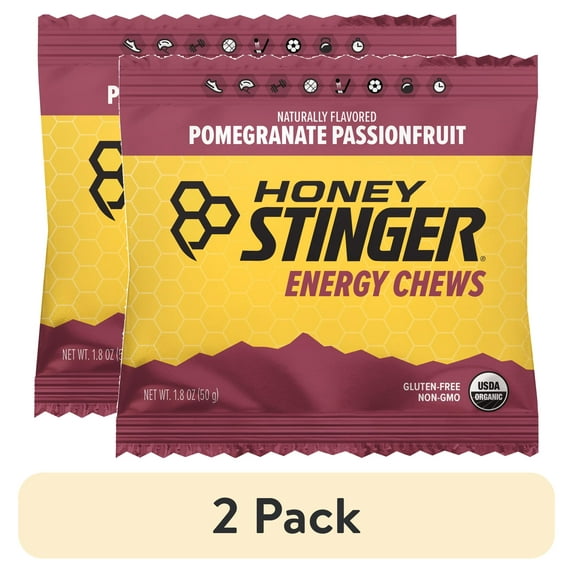 (2 pack) Honey Stinger Organic Energy Chew, Pomegranate Passion, 1.8 oz