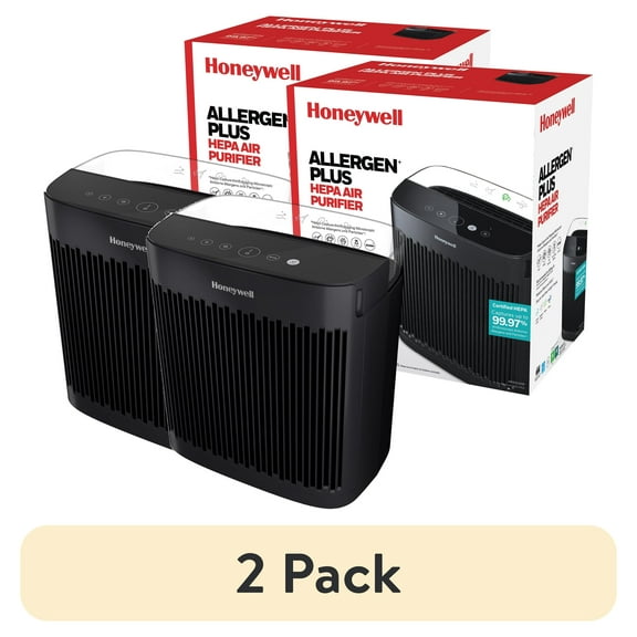 (2 pack) Honeywell Air Purifier, HPA5100B, 900 sq ft, HEPA Filter, Allergen+ Plus, Smoke, Pollen, Dust Reducer