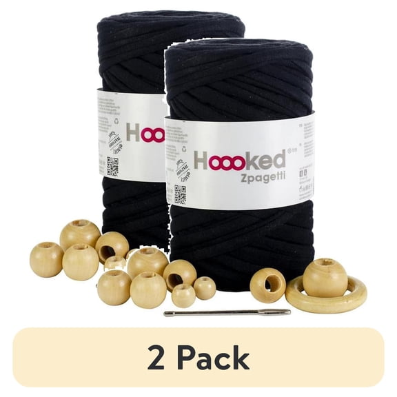(2 pack) Hooked Zpagetti Macrame Hanging Basket Kit - Black