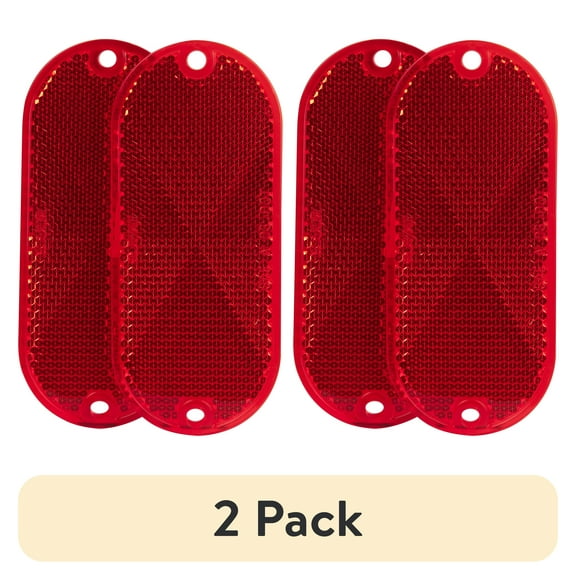 (2 pack) Hopkins Towing Solutions 2 Pack Oblong Stick-On Reflectors, Red, B278SRW