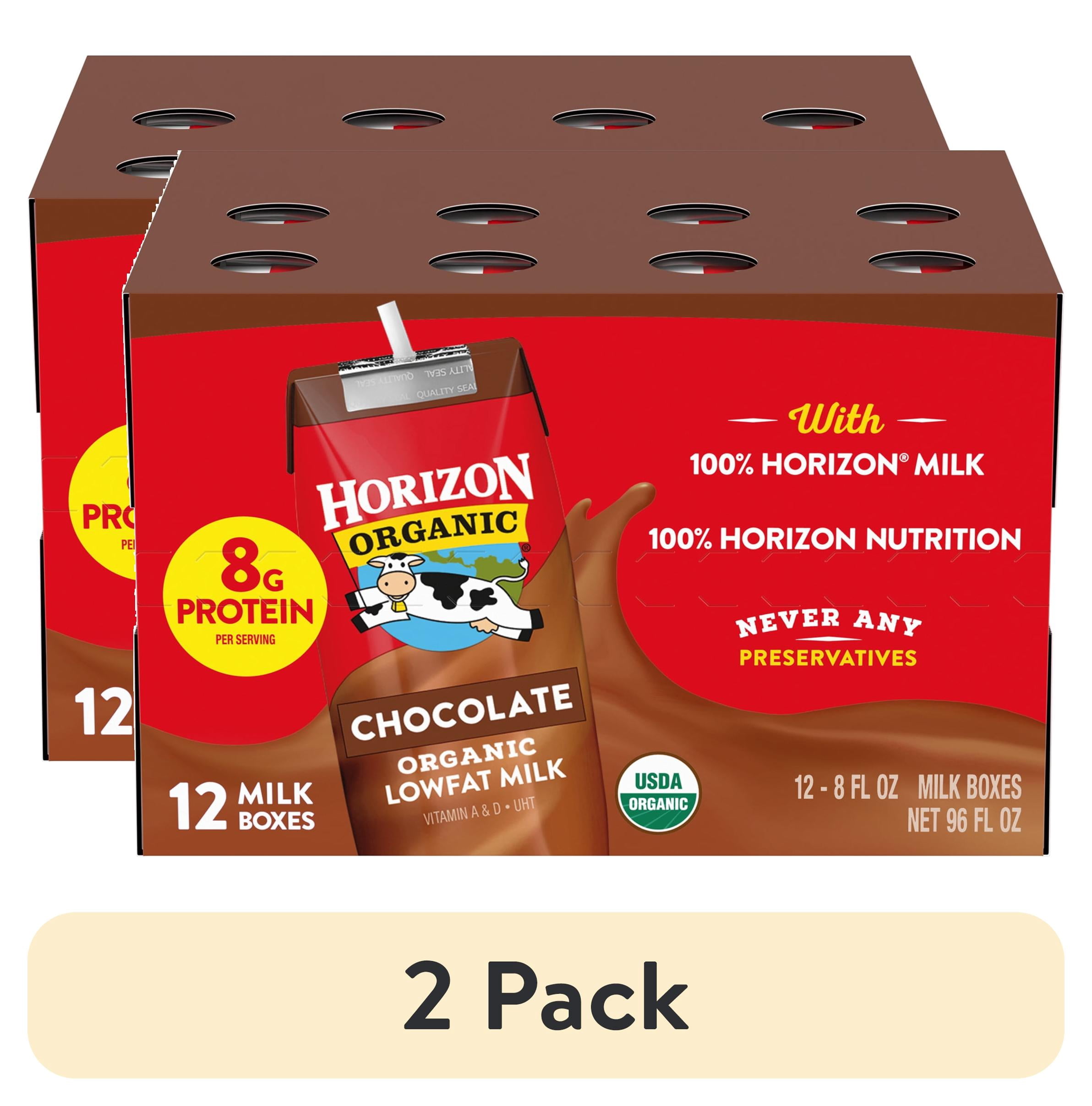 (2 pack) Horizon Organic Shelf Stable 1% Lowfat Chocolate Milk Boxes, 8 fl oz, 12 Count