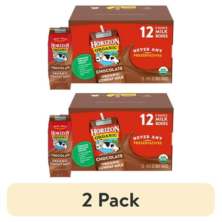 (2 pack) Horizon Organic Shelf Stable 1% Lowfat Chocolate Milk Boxes, 8 fl oz, 12 Count