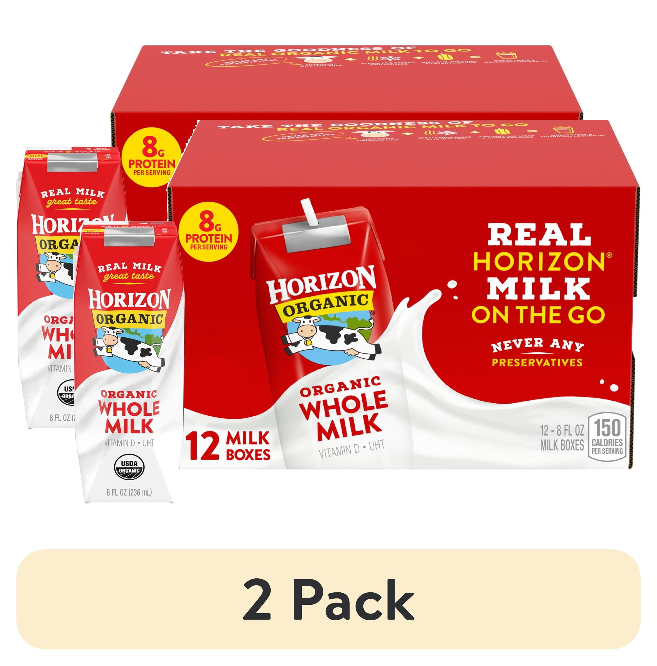 (2 pack) Horizon Organic Shelf Stable Whole Milk Boxes, 8 fl oz, 12 Count​