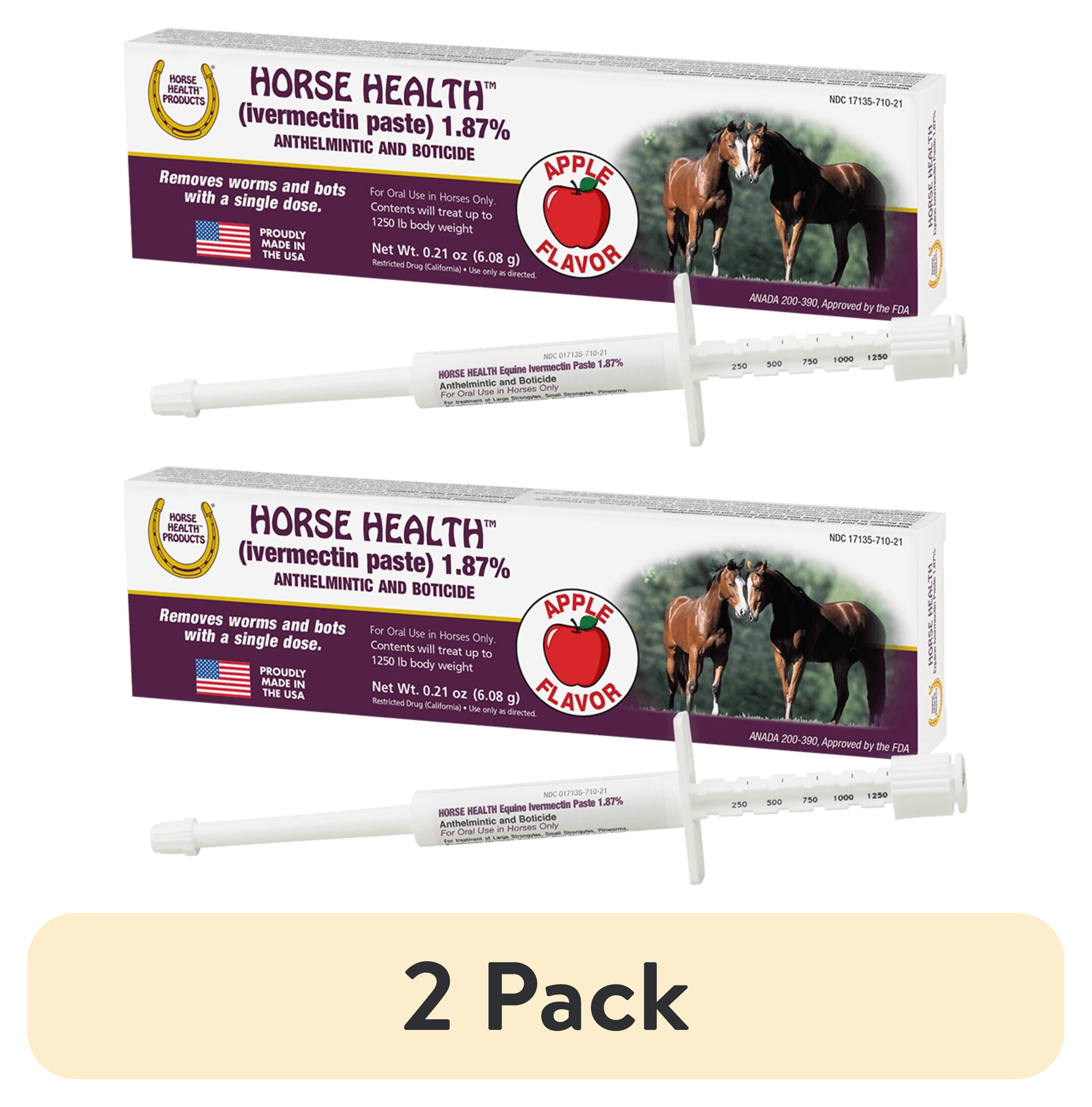(2 pack) Horse Health (ivermectin paste) 1.87%, Equine Dewormer, up to 1,250 lbs 0.21 Ounces