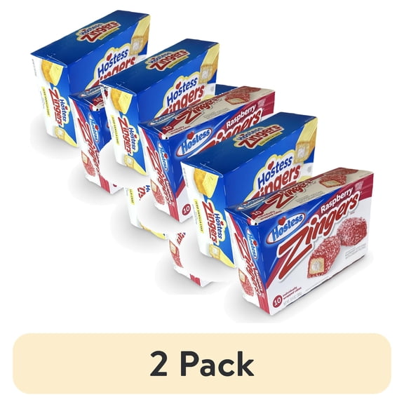 (2 pack) Hostess Zingers Combo | Iced Vanilla & Raspberry | 12.7 Ounce | Four 10 Count Boxes (40 Total Zingers)