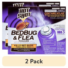 (2 pack) Hot Shot BedBug and Flea Fogger with Nylar, 2 Ounce Cans, 3 Count