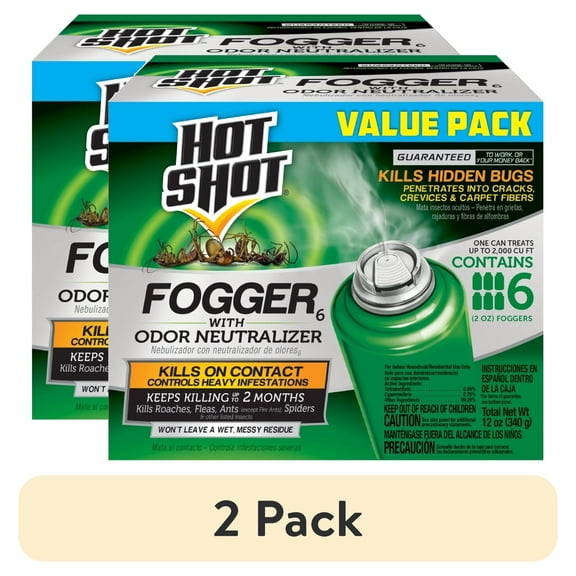 (2 pack) Hot Shot Indoor Insect Fogger w/ Odor Neutralizer, 6 Count
