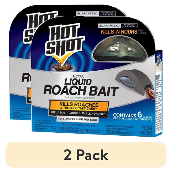 (2 pack) Hot Shot Liquid Roach Bait, Roach Killer, 6 Count, 1 Pack