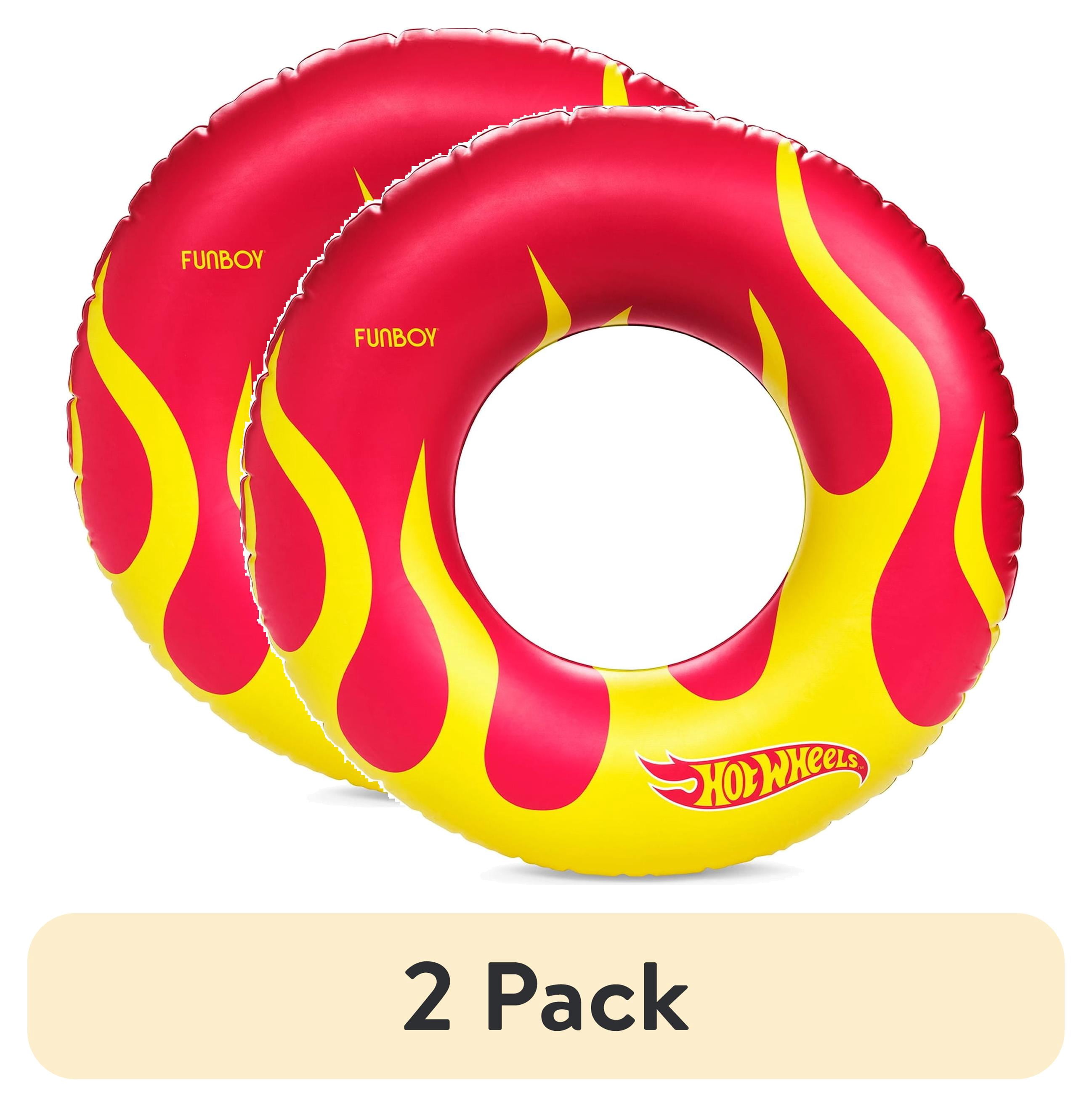 (2 pack) Hot Wheels™ + Float Life by Funboy Double-Sided Checkered & Flame Inflatable Tube, 34’’Diameter