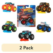 (2 pack) Hot Wheels Monster Trucks, 1:64 Scale Toy Truck & 1 Crushable Car (Styles & Colors May Vary, Items May Not Be Pictured)
