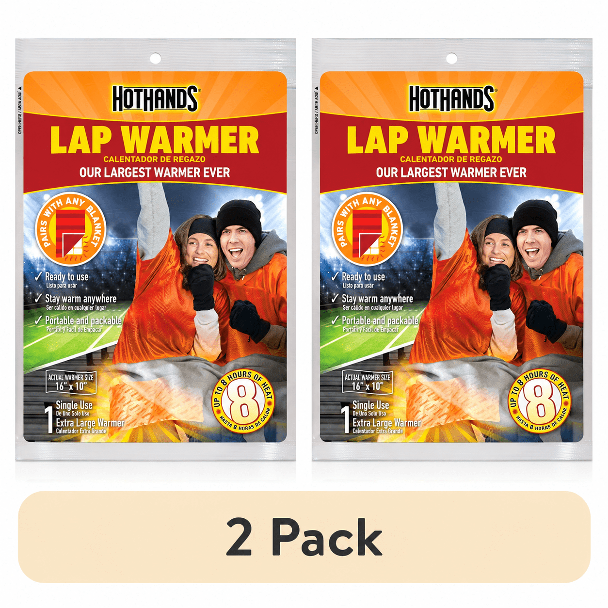 (2 pack) HotHands Large 16” x 10” Lap Warmer