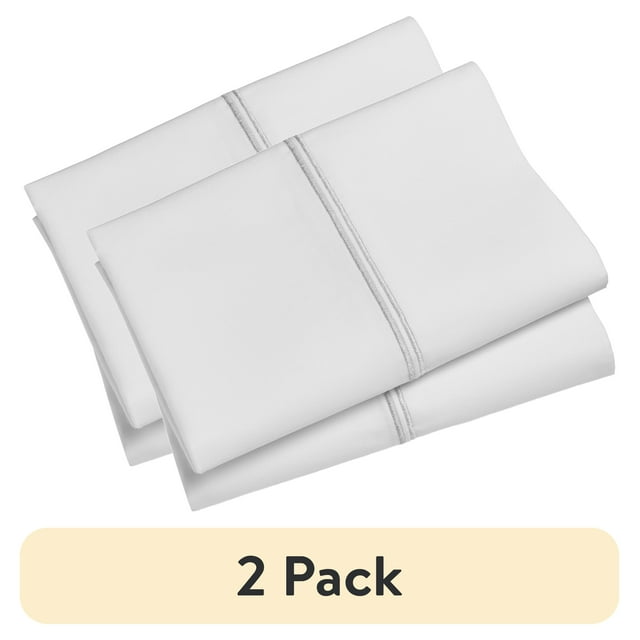 (2 pack) Hotel Style 300 Thread Count White Pillowcase with White Hem, King, 2 Count, Adult/Teen
