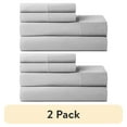 thumbnail image 1 of (2 pack) Hotel Style 4-Piece 600 Thread Count Grey Egyptian Cotton Adult Bed Sheet Set, Queen - Deep Pocket, 1 of 8