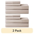 thumbnail image 1 of (2 pack) Hotel Style 4-Piece 600 Thread Count Taupe Egyptian Cotton Adult Bed Sheet Set, King - Deep Pocket, 1 of 9