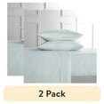 thumbnail image 1 of (2 pack) Hotel Style 4-Piece Blue Lyocell & Linen Blend Percale Bed Sheet Set, King, 1 of 7