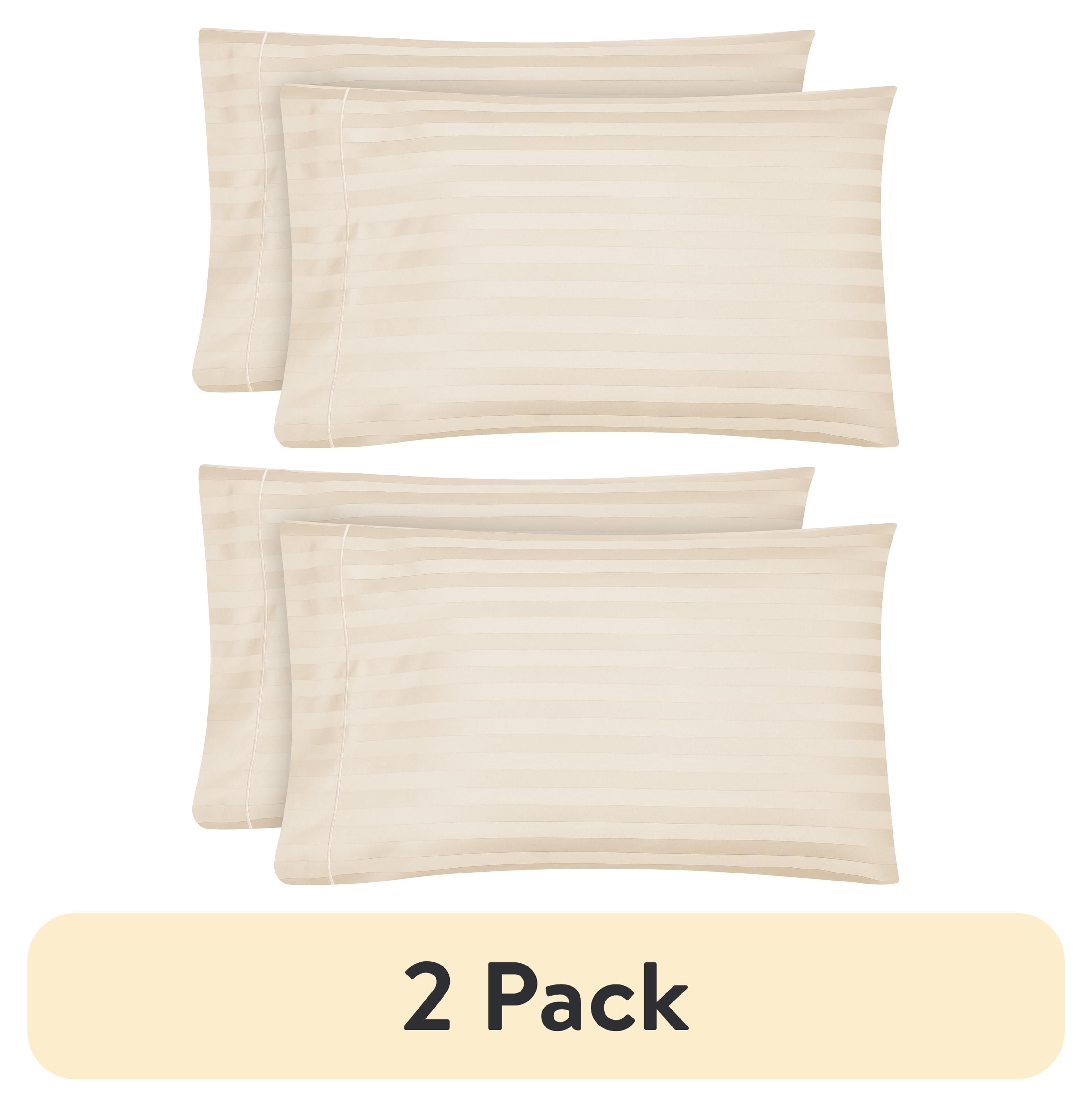 King Size Tan Stripe Egyptian Cotton Pillowcase Set