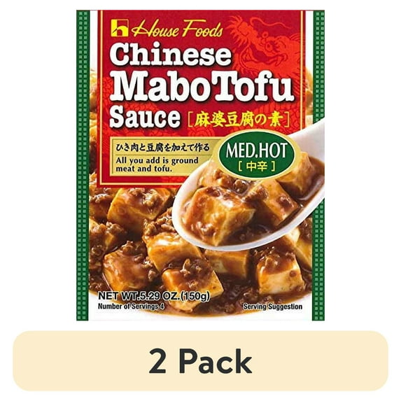 (2 pack) House Foods Chinese Mabo Tofu Sauce, Medium Hot, 5.29 oz, Liquid Sauce Mix, Contains Soy