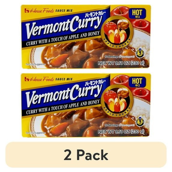 (2 pack) House Foods Vermont Curry, Touch of Apple Honey, Hot, 230 Gm