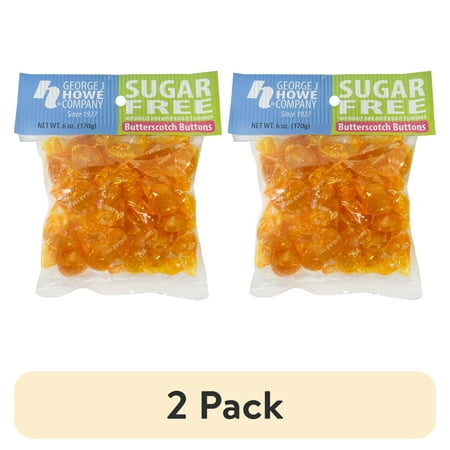(2 pack) Howe Sugar Free Butterscotch Buttons Hard Candy, 6 oz, Bag