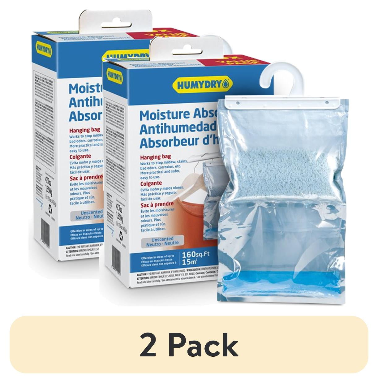 (2 pack) Humydry® 3 Pack Hanging Bag Moisture Absorber (3x15.9oz bags), Unscented
