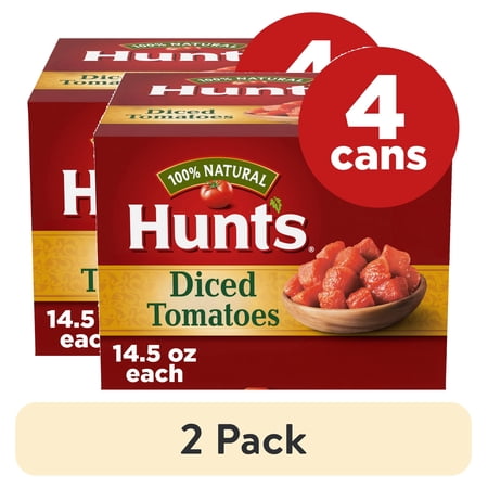 (2 pack) Hunt’s Diced Tomatoes, 14.5 oz. Can, Perfect for Chili & Soups, 4-Count Value Pack