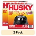thumbnail image 1 of (2 pack) Husky 30 Gallon Large Drawstring Trash Bags, 80 Bags, 1 of 11