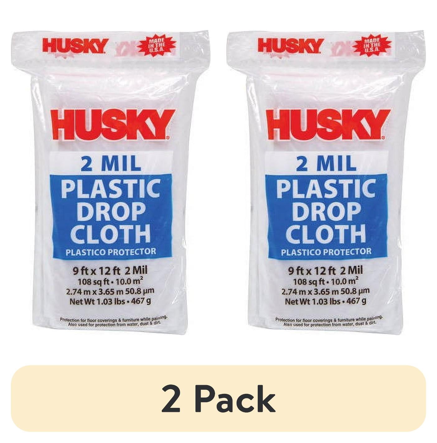 (2 pack) Husky 2 Mil Clear Plastic Drop Cloth, 9 ft. x 12 ft. - Walmart.com