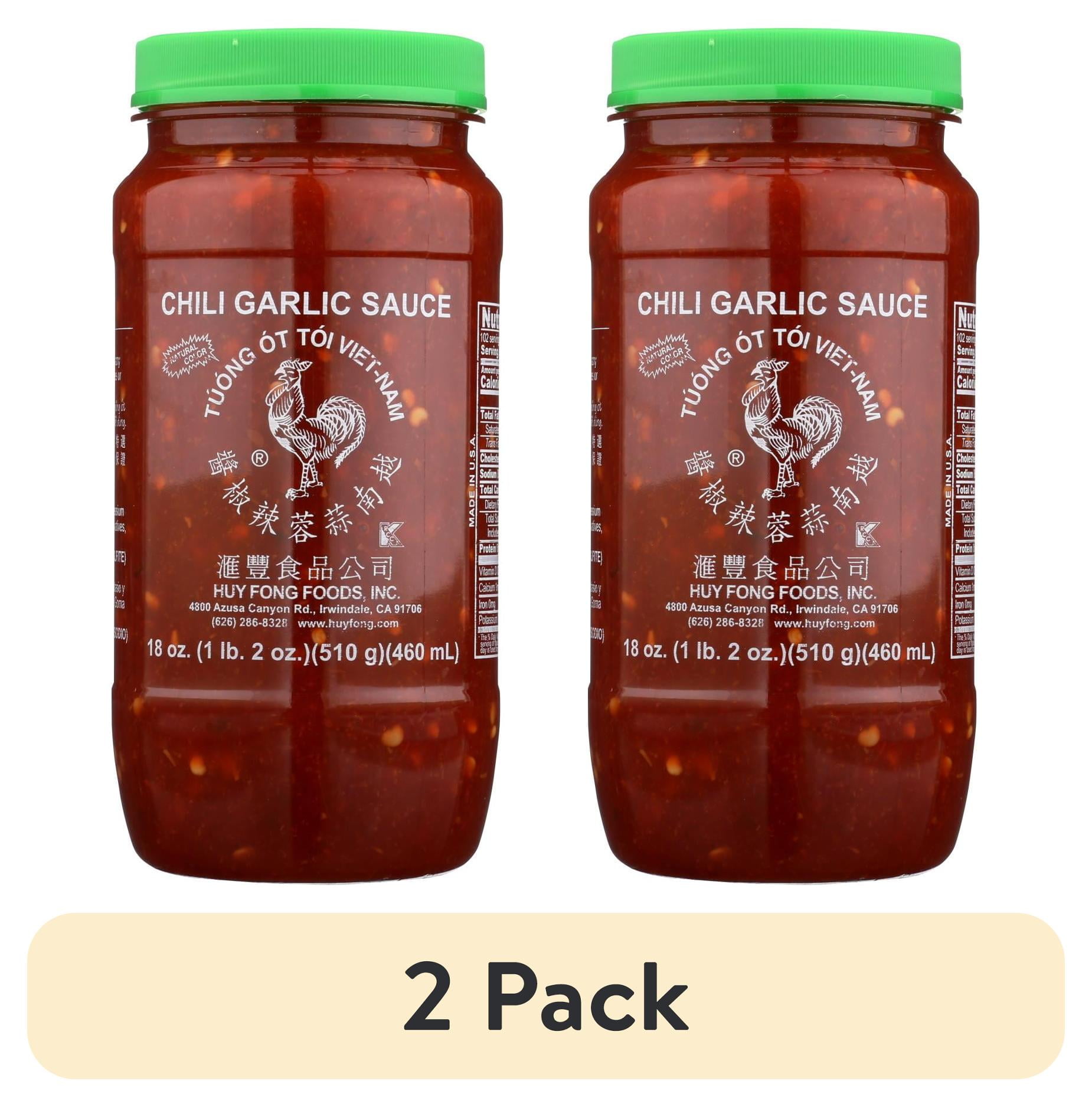 (2 pack) Huy Fong Chili Garlic Sauce, 18 oz Plastic Bottle