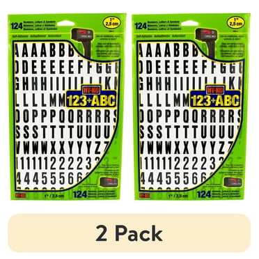 (2 pack) Hy-Ko 1" Vinyl Black and White Self-Adhesive Sticker Letters and Numbers Set, 96 Pieces