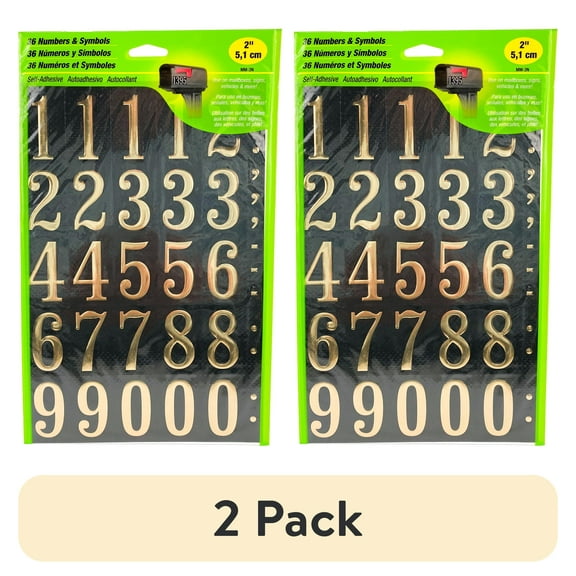 (2 pack) Hy-Ko 2" Vinyl Black and Gold Self-Adhesive Number & Symbol Kit, 0-9 Included