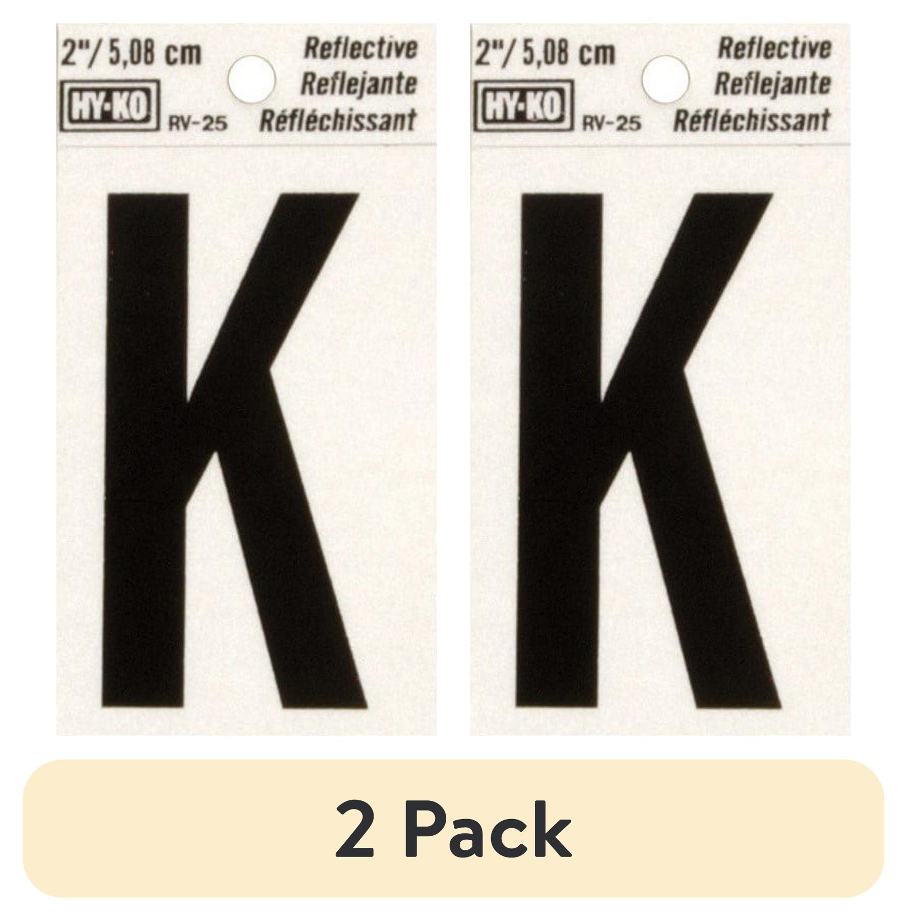 (2 pack) Hy-Ko 2 in. Reflective Black Vinyl Self-Adhesive Letter K 1 pc ...