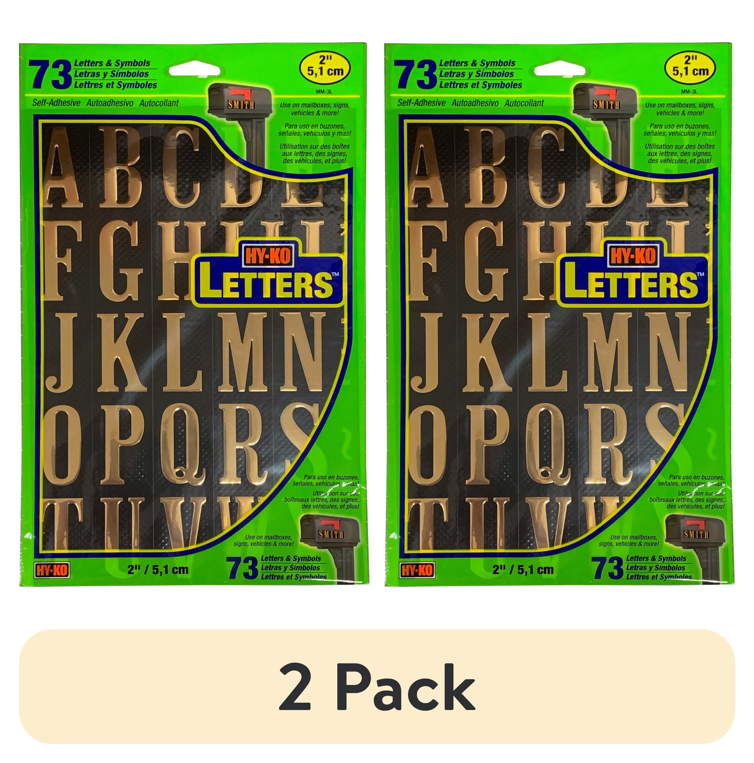 (2 pack) Hy-Ko 2 inch Black and Gold Self-Adhesive Vinyl Letters Kit, 73 Pieces