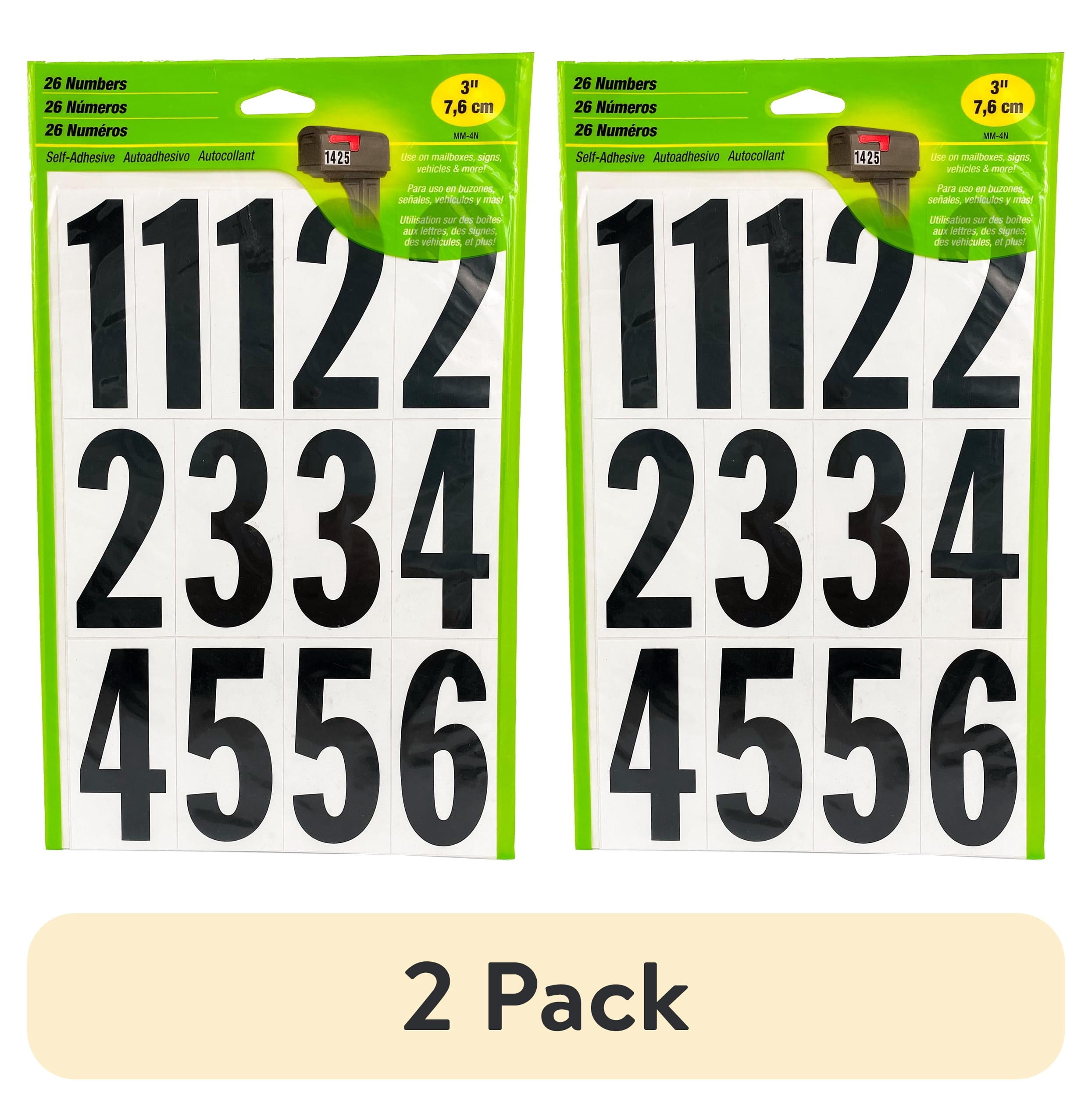 (2 pack) Hy-Ko 3 in Black and White Vinyl Number Set, Includes Complete 0-9 Twice, Self-Adhesive, 26 Pieces