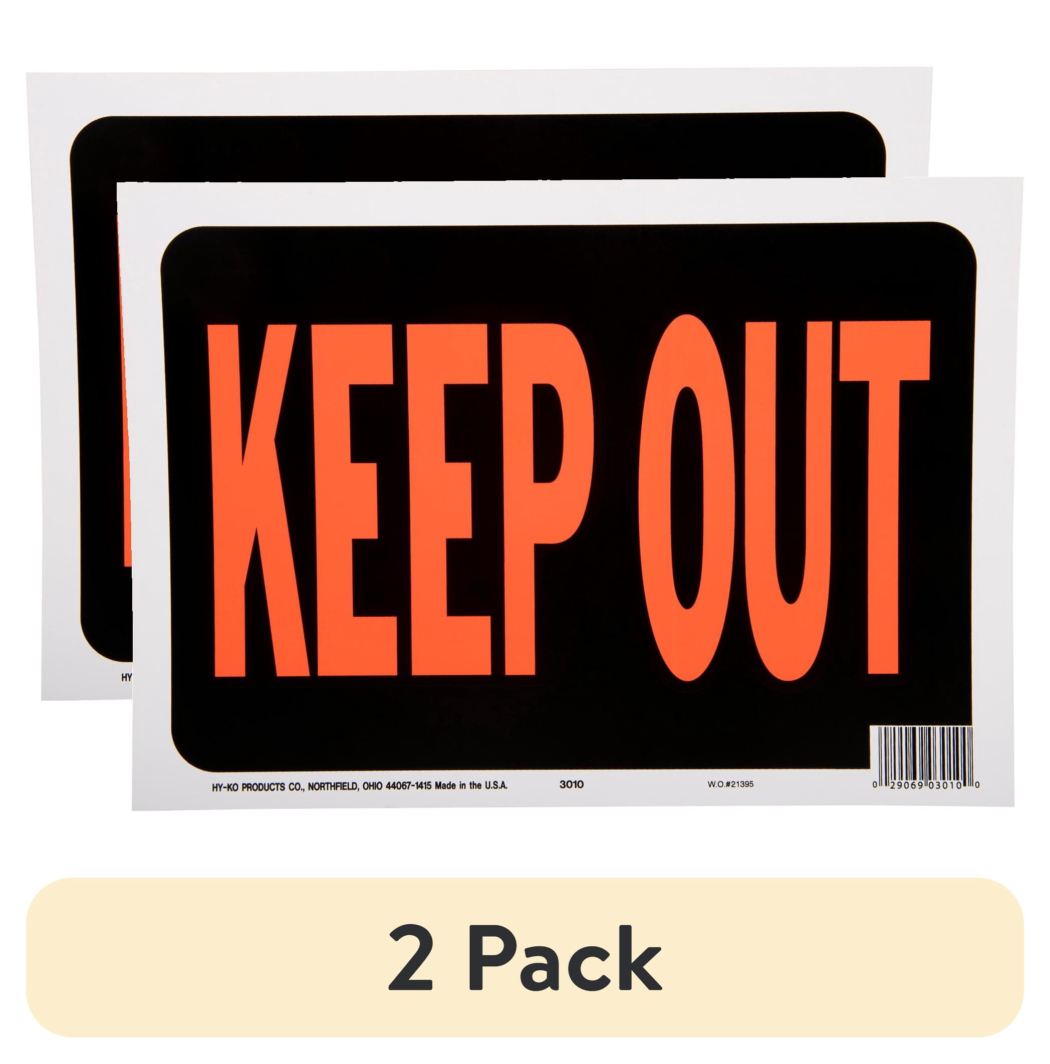 (2 pack) Hy-Ko 8.5 x 12 inch Plastic Keep Out Sign, Weather Resistant, Bold Orange and Black Color