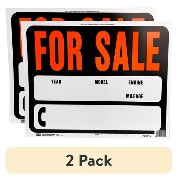 (2 pack) Hy-Ko Hy-Glo Series SP-112 Jumbo Identification Sign, for Sale, Fluorescent Orange Legend, Plastic