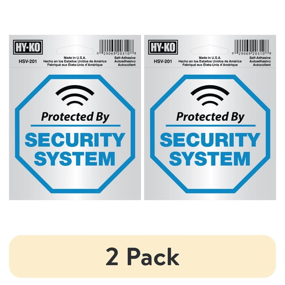 (2 pack) Hy-Ko Vinyl Security System Sign, 4x4 inch, Self-adhesive Silver Door/Window Sign