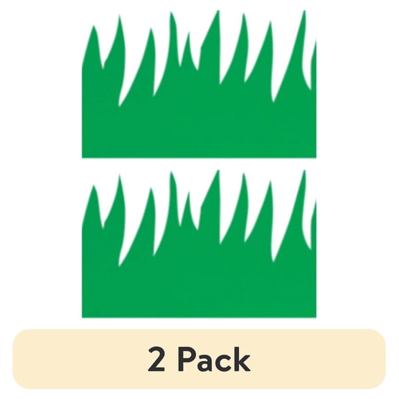 (2 pack) Hygloss, HYX33601, Green Grass Design Border Strips, 12 / Pack, Green
